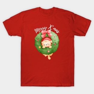 Merry X’mas, Meowy Christmas, cute and adorable Christmas cat. T-Shirt